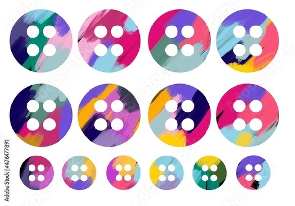 Fototapeta Buttons coloured set for postcard and cards and magazines and stickers and kids and hobbies