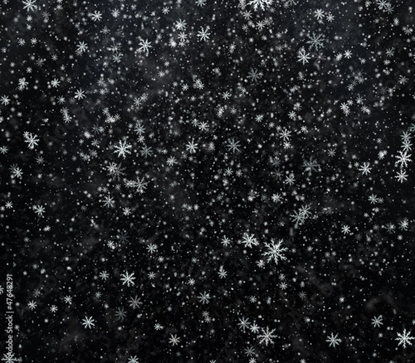 Fototapeta Falling snowflakes, snow background