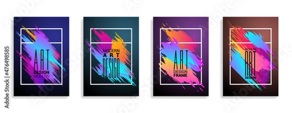 Fototapeta Vector frame for text Modern Art graphics for hipsters . Dynamic frame stylish geometric black background with gold. Element for design business cards, invitations, gift cards, flyers and brochures