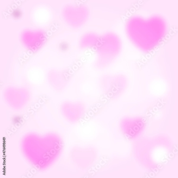 Fototapeta Blurred heart background, Valentine’s day concept, present. Pastel colored, pink hearts card, heart shapes, copy space
