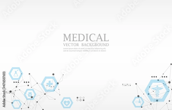 Fototapeta Geometric vector polygon pattern medical white background