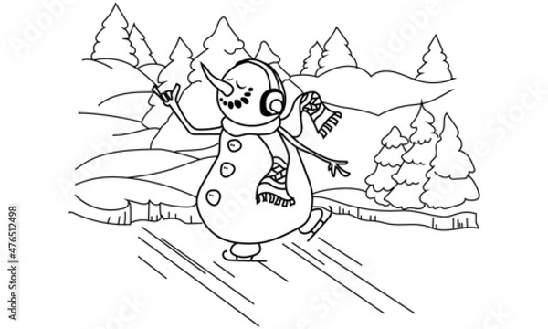 Obraz Christmas Landscape coloring pages for kids