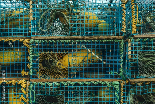 Obraz lobster pots on the dock