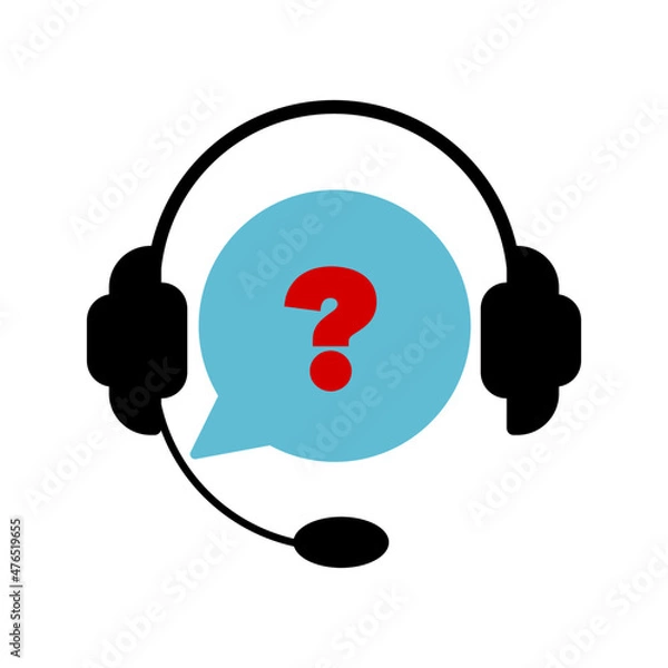 Fototapeta Service operator icon for answering questions and solving problems. Vector icon. Handphone and question mark.