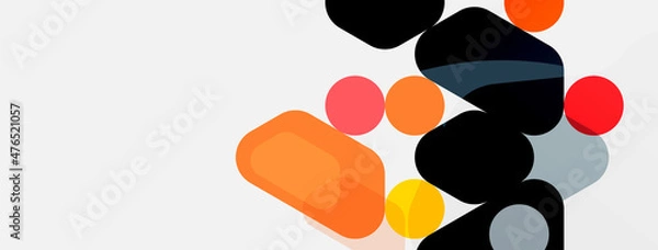 Fototapeta Abstract round geometric shapes and circles background. Trendy techno business template for wallpaper, banner, background or landing