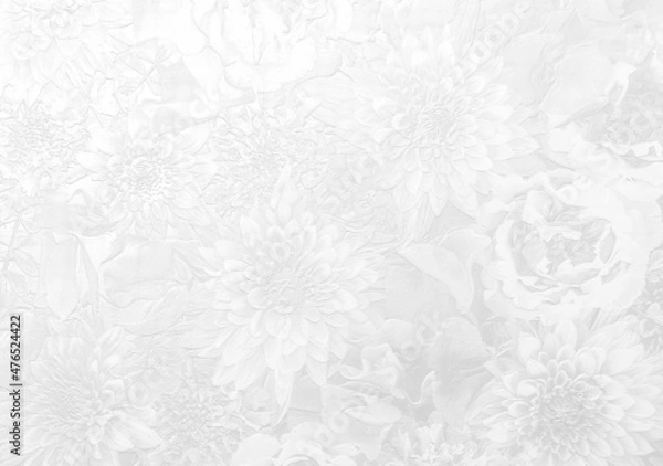 Obraz Silver embossed floral background. 3D illustration. 3D render