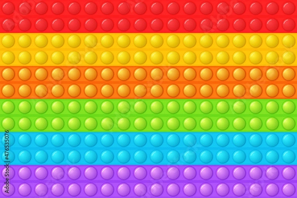 Fototapeta Seamless pattern with trendy game pop it, simple dimple. Rainbow fidget toy. Colorful antistress background. Doodle style. Bubbles popping square shape