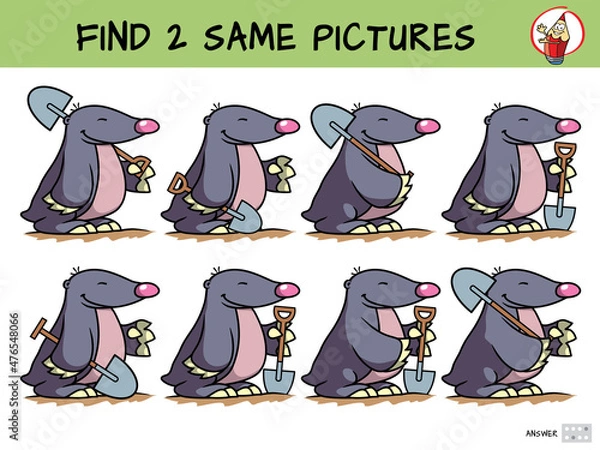 Obraz Mole with a shovel. Find two same pictures