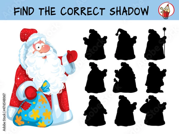Obraz Santa Claus. Find the correct shadow