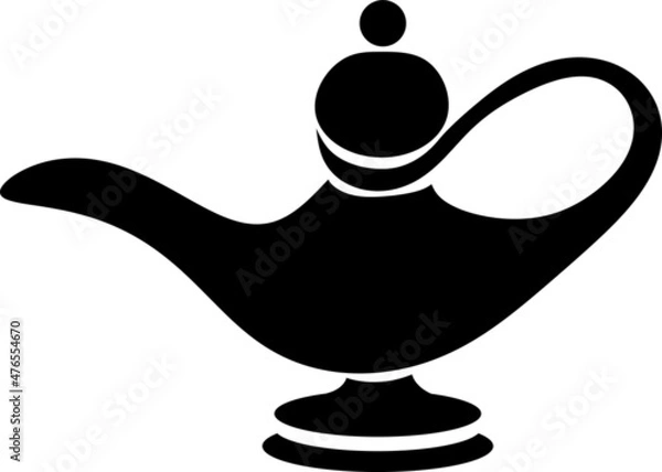 Fototapeta Oil lamp icon in black style isolated on white background. Arab Emirates symbol stock vector illustration..eps