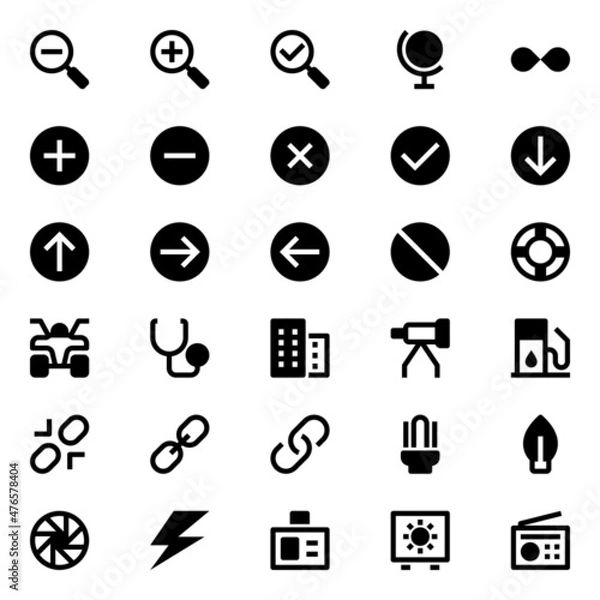 Fototapeta Glyph icons for user interface.