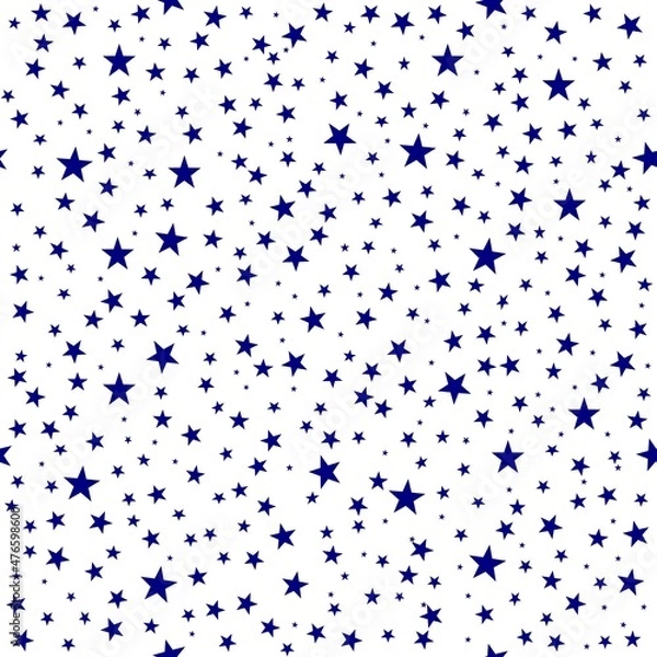 Fototapeta Seamless background with stars pattern dark blue and white, small stars vector illustration
