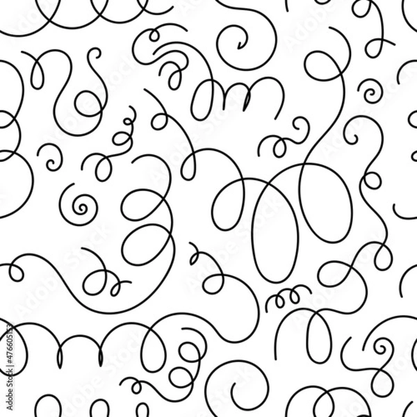 Fototapeta Seamless abstract pattern on white background. Vector doodle image. Graphic linear wallpaper.
