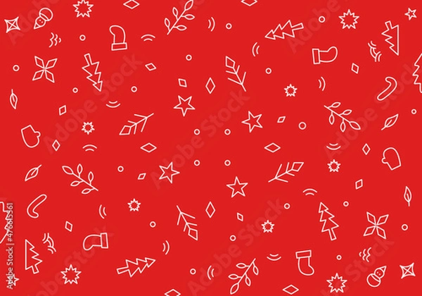 Obraz Christmas seamless pattern with simple line designs 