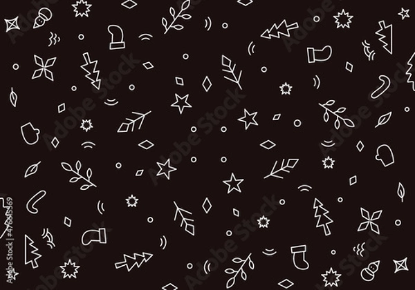 Obraz Christmas seamless pattern with simple line designs 