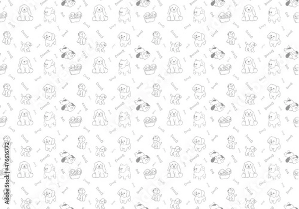 Obraz plush dog seamless pattern designs 