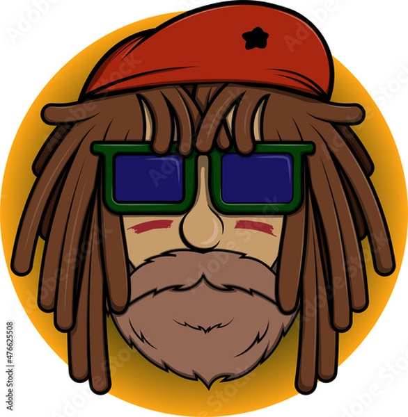 Obraz Vector drawing of a Rastafarian dude with glasses