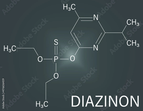 Fototapeta Diazinon or dimpylate organophosphate insecticide molecule. Skeletal formula.