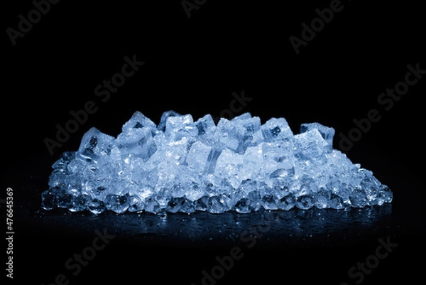 Fototapeta Ice crystal cubes, space for text or design.