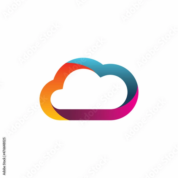 Obraz full color line cloud logo design
