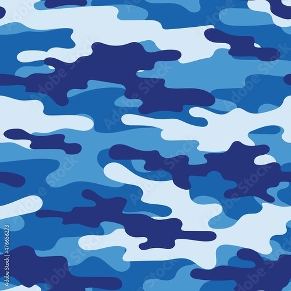 Fototapeta blue military camouflage. vector seamless print. army camouflage for clothing or printing