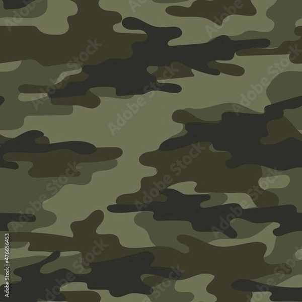 Fototapeta army green camouflage. vector print for clothes or print. seamless pattern	