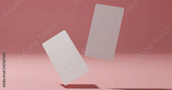 Obraz Business card mockup image with pink background,3d rendered premium image, minimal design and clean