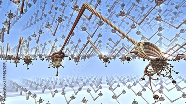 Fototapeta Abstract surreal scene with strange creatures