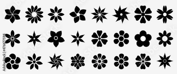 Fototapeta Flower icons set. Abstract flower icons isolated on white background. Flower simple icon. Stock vector.