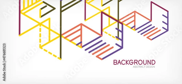 Fototapeta Abstract background. Color lines on white background. Linear abstract composition. Techno or business concept for wallpaper, banner, background, landing page