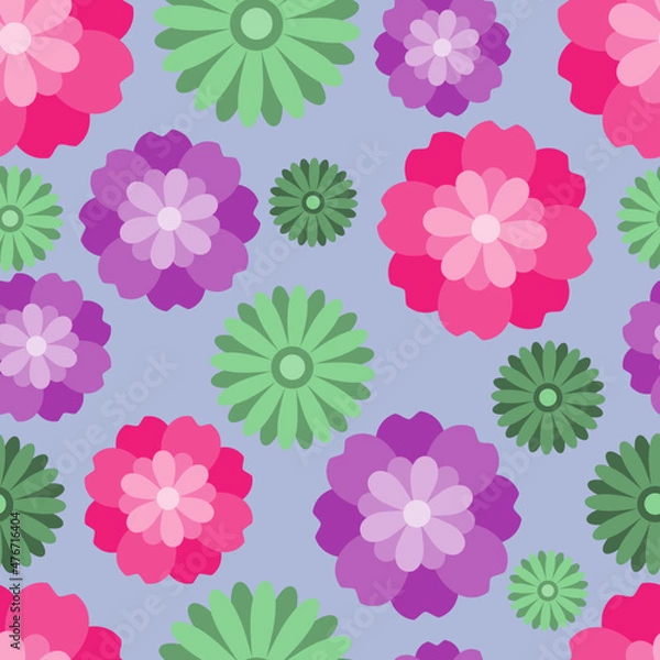 Obraz seamless pattern flowers flat