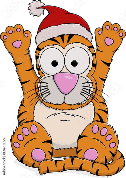 Obraz Vector illustration of a Christmas tiger