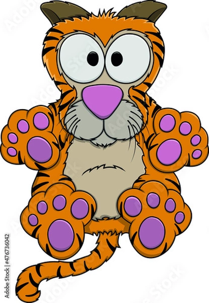 Obraz Vector illustration of a cute surprised tiger cub