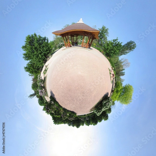 Fototapeta Rotunda in the Chinese/Japan style, abstract view (little planet