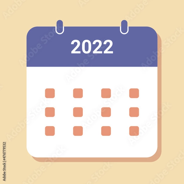Fototapeta vector of 2022 calendar icon. calendar icon with simple design. orange and purple 2022 color trend as main color.