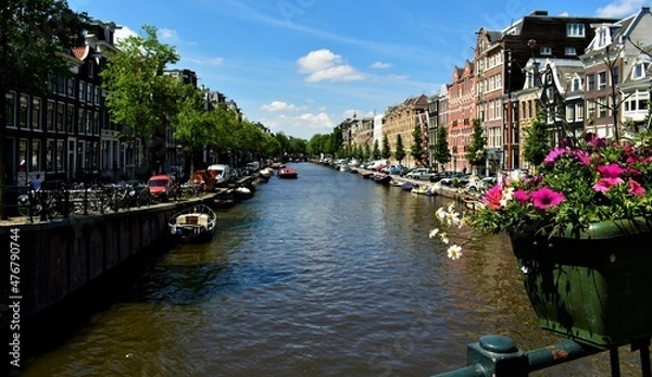 Obraz Amsterdam canal scenery