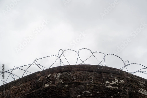 Obraz Landscape of barbed wire and cloudy sky in Kaiserslautern Rhineland Palatinate Germany