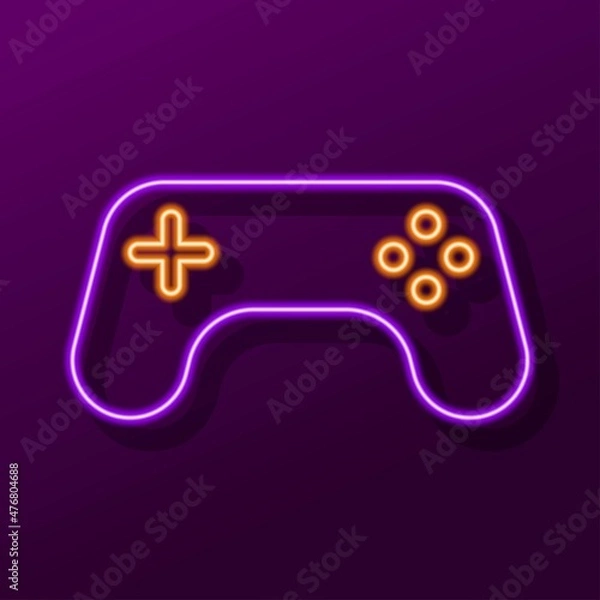 Fototapeta gamepad neon sign, modern glowing banner design, colorful modern design trends. Vector illustration.