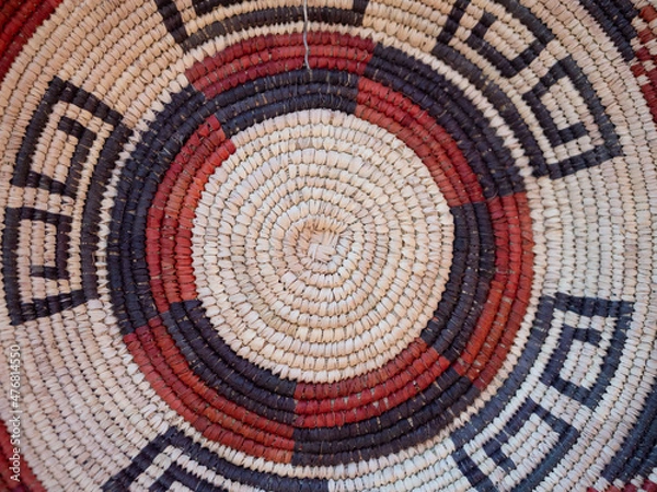 Fototapeta Close Up of Woven Basket with Geometric Patterns