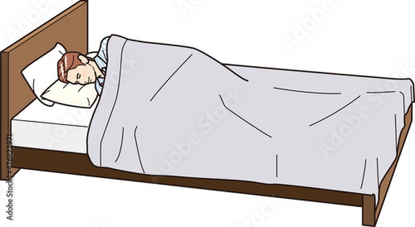 Obraz 睡眠　男性　ベッド　全身