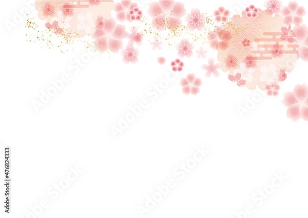 Fototapeta 桜の和風花模様の背景素材	
