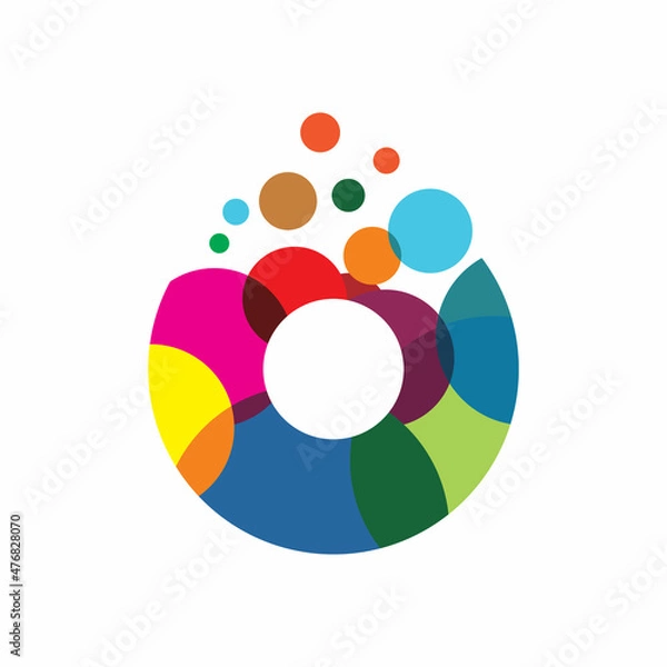 Fototapeta circle initial o letter full color pixel bubble logo design