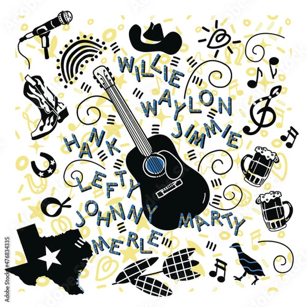 Obraz guitar and notes