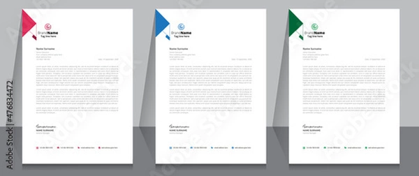 Fototapeta Letterhead format template, business style letterhead design template. Company letterhead template designs.