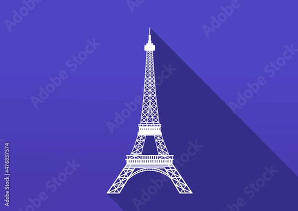 Fototapeta The Eiffel Tower is a flat icon with a long shadow. Vector illustration