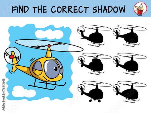 Obraz Helicopter. Find the correct shadow