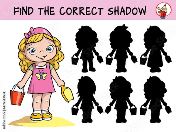 Obraz Little girl. Find the correct shadow