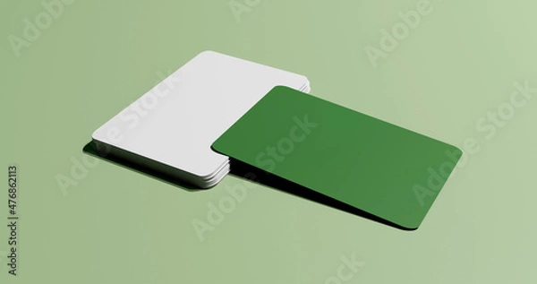 Obraz Green and white colour business card mockup image 3d rendered premium quality image