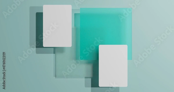 Obraz Business card mockup image with glass objects high quality premium image 3d rendered premium quality image
