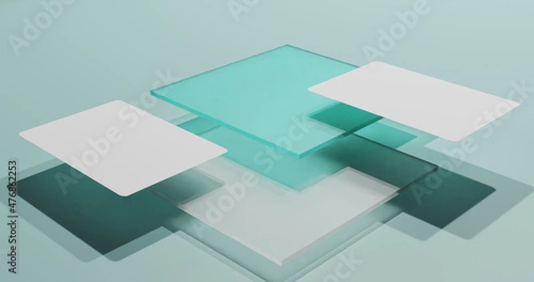 Obraz Business card mockup design with glass objects 3d rendered premium quality image modern and flat business card design
